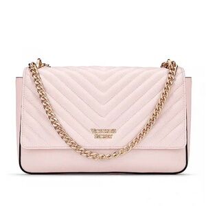 Victorias Secret Quilted Leather Shoulder Bag pink